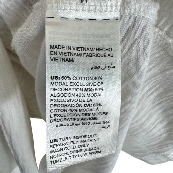 Chico's Zenergy Burgundy Cream Crochet Studded 3/4 Sleeve Cotton Modal Top Sz L - Picture 5 of 5